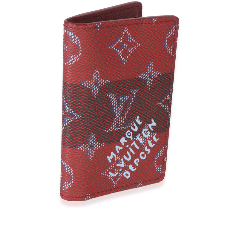 Louis Vuitton Red Monogram Canvas Heritage Pocket Organizer Blue; Wallet