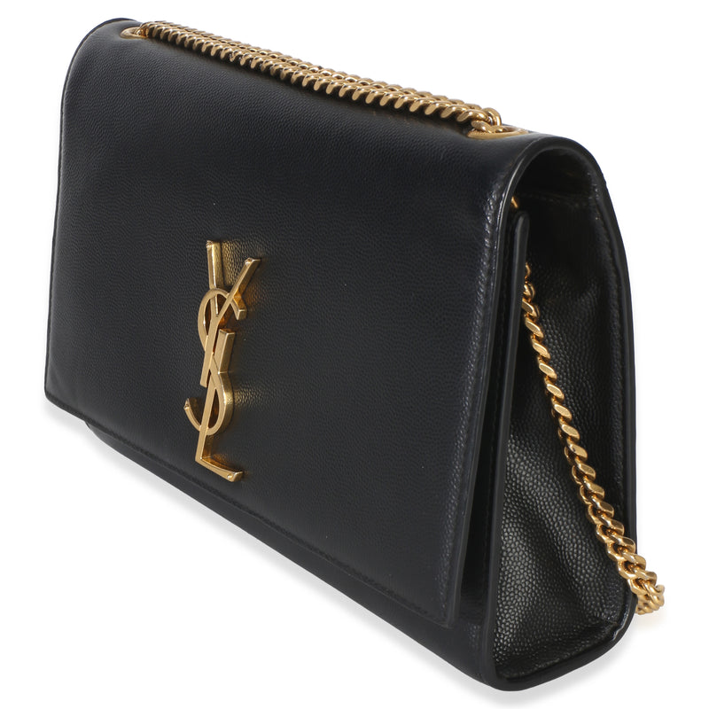 Saint Laurent Black Grain De Poudre Medium Kate Chain Bag Leather Handbag