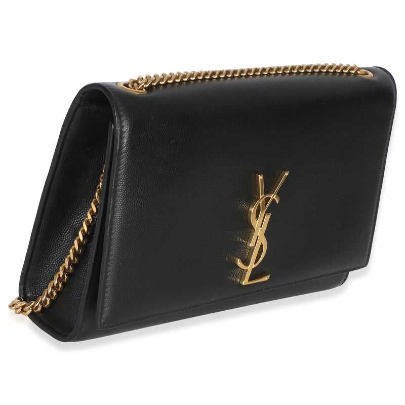 Saint Laurent Black Grain De Poudre Medium Kate Chain Bag Leather Handbag