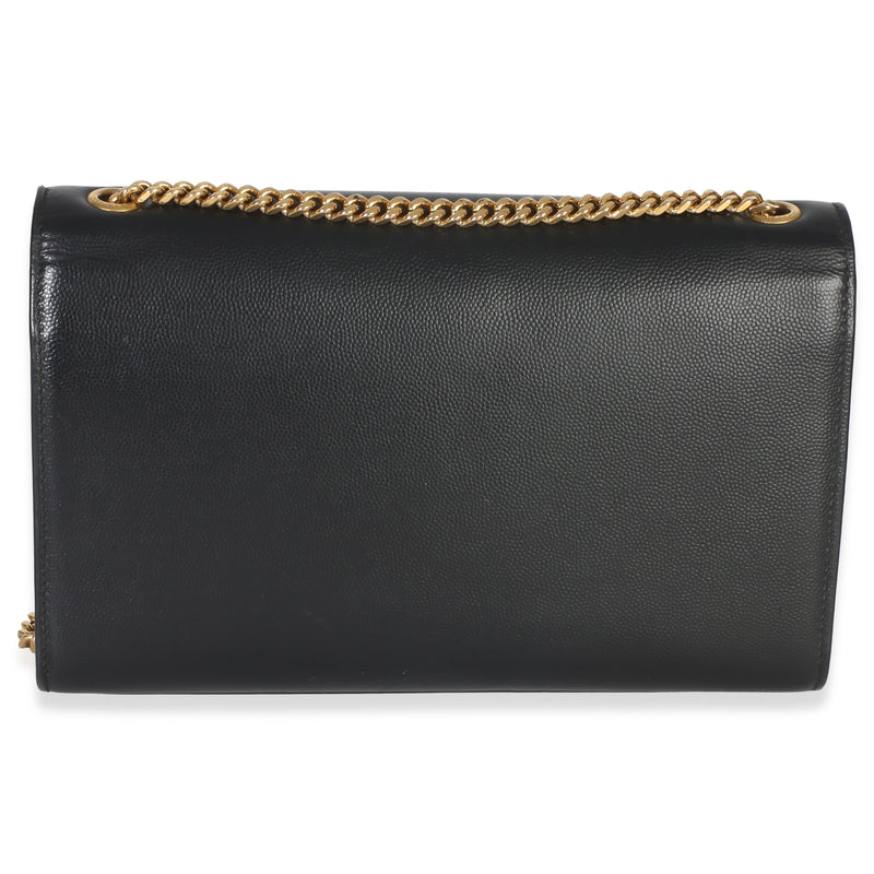 Saint Laurent Black Grain De Poudre Medium Kate Chain Bag Leather Handbag