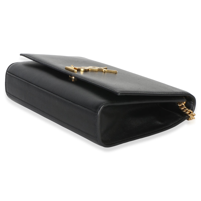 Saint Laurent Black Grain De Poudre Medium Kate Chain Bag Leather Handbag