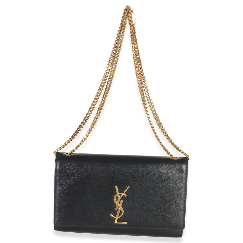 Saint Laurent Black Grain De Poudre Medium Kate Chain Bag Leather Handbag