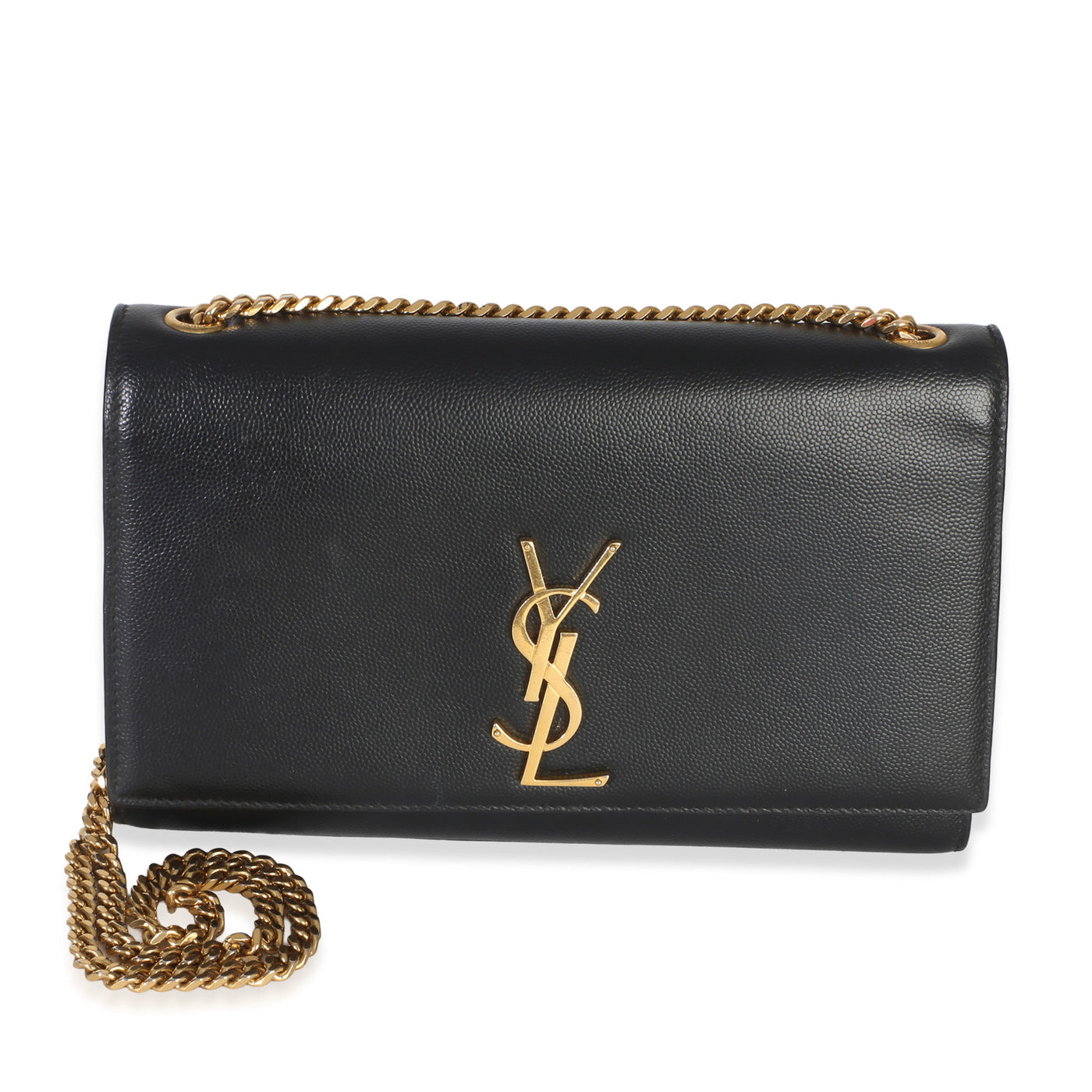 Saint Laurent Black Grain De Poudre Medium Kate Chain Bag Leather Handbag
