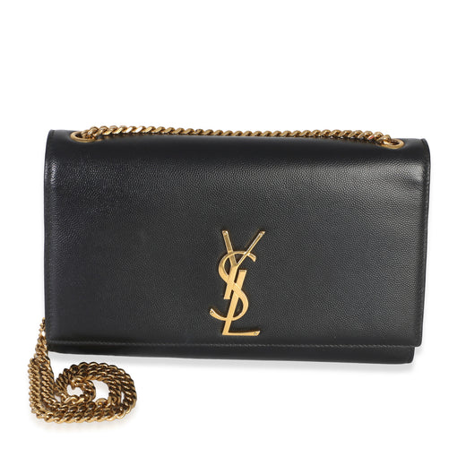 Saint Laurent Black Grain De Poudre Medium Kate Chain Bag Leather Handbag
