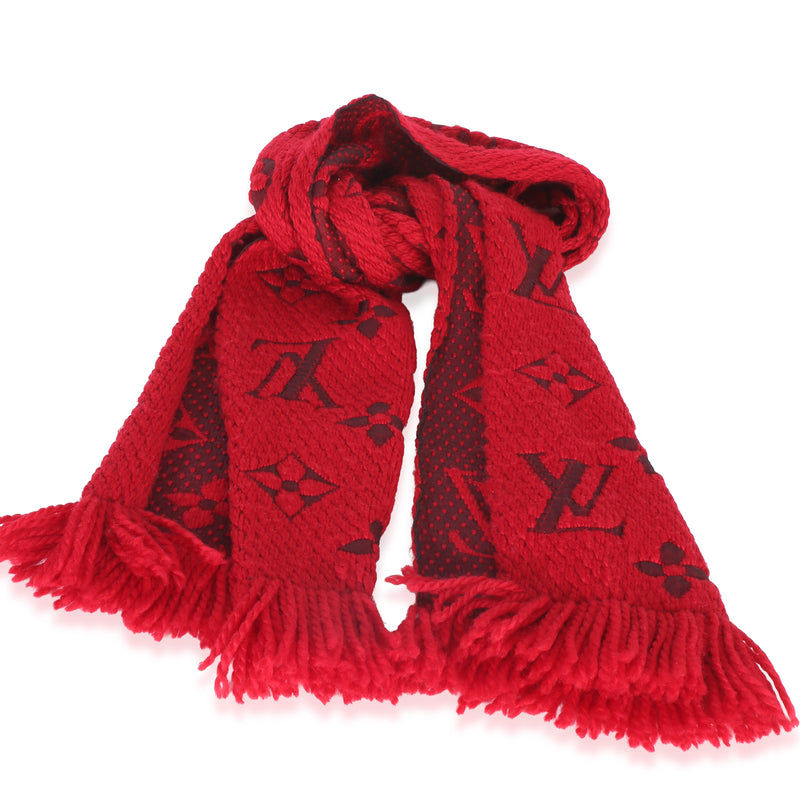 Louis Vuitton Red Monogram Wool Logomania Fringe Scarf Fabric Scarves/wraps