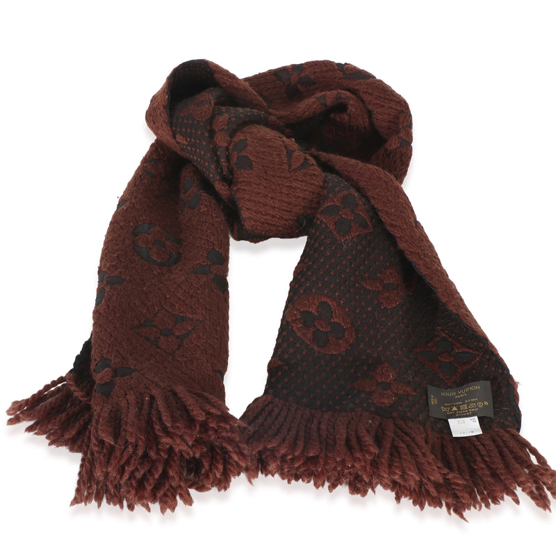 Louis Vuitton Brown Monogram Wool Logomania Fringe Scarf Fabric Scarves/wraps
