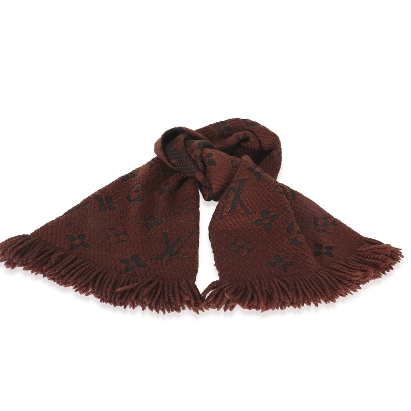 Louis Vuitton Brown Monogram Wool Logomania Fringe Scarf Fabric Scarves/wraps