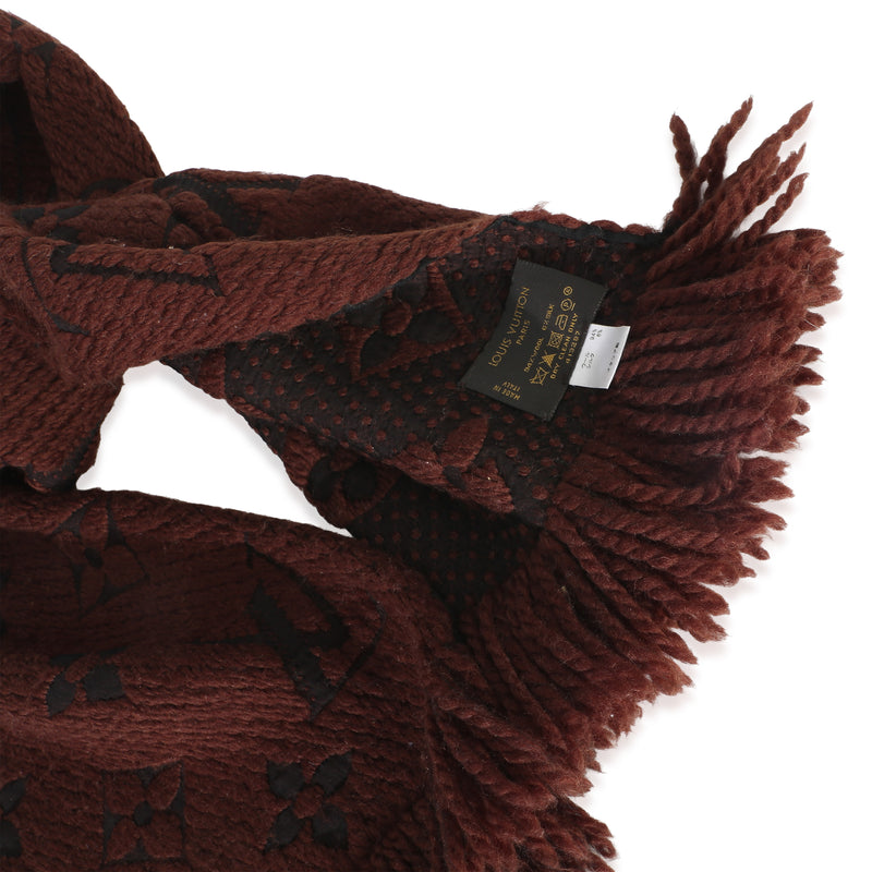 Louis Vuitton Brown Monogram Wool Logomania Fringe Scarf Fabric Scarves/wraps