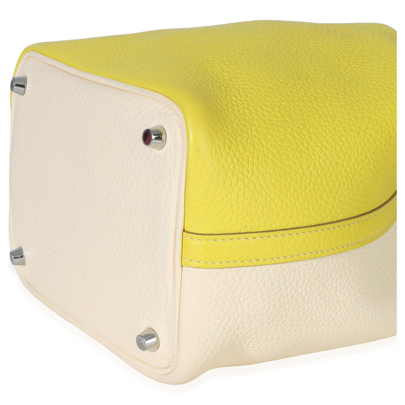 Hermès Clemence Bi-Lime Nata Picotin Lock 18 Phw Beige; Yellow Leather Handbag