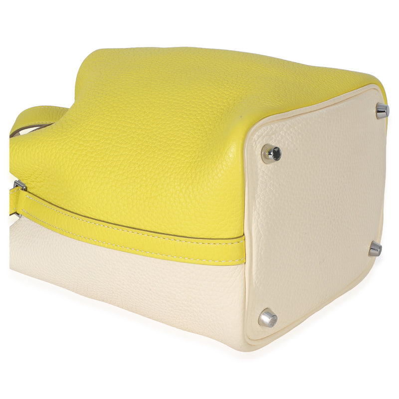 Hermès Clemence Bi-Lime Nata Picotin Lock 18 Phw Beige; Yellow Leather Handbag
