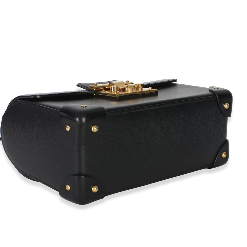 Gucci Black Azalea Calfskin Small Padlock Bamboo Shoulder Bag Leather Handbag