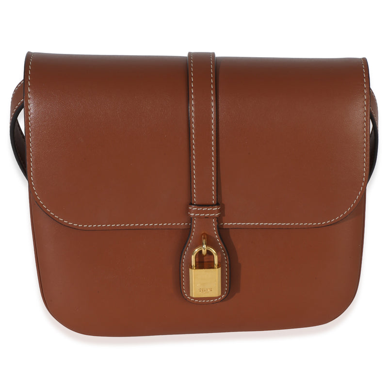 Celine Tan Smooth Calfskin Tabou Medium Flap Bag Brown; Leather Handbag