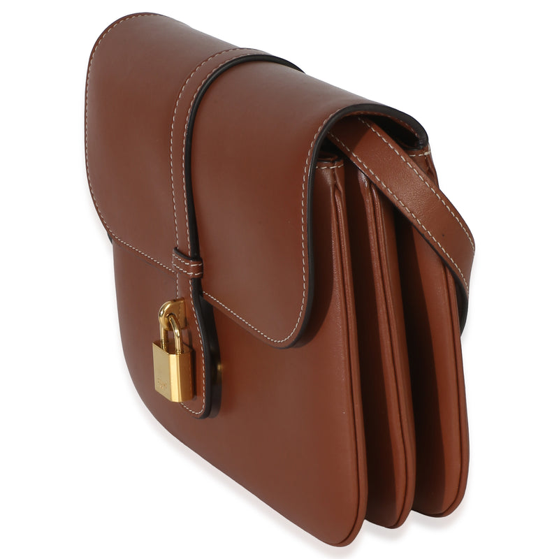 Celine Tan Smooth Calfskin Tabou Medium Flap Bag Brown; Leather Handbag