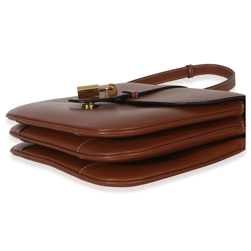 Celine Tan Smooth Calfskin Tabou Medium Flap Bag Brown; Leather Handbag