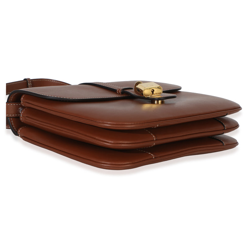 Celine Tan Smooth Calfskin Tabou Medium Flap Bag Brown; Leather Handbag