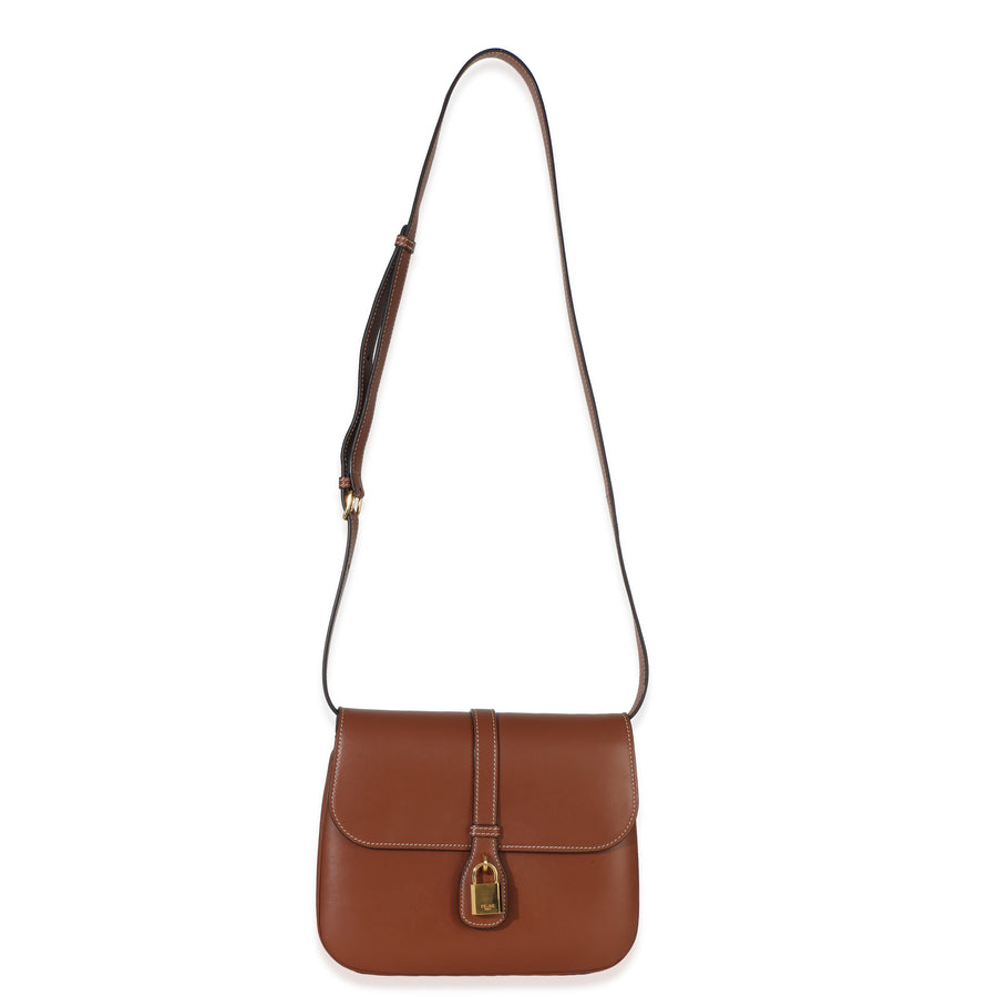 Celine Tan Smooth Calfskin Tabou Medium Flap Bag Brown; Leather Handbag