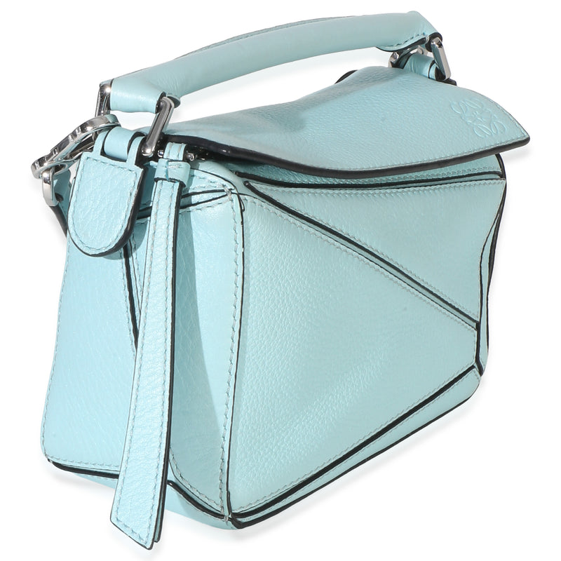Loewe Light Blue Grained Calfskin Mini Puzzle Leather Handbag