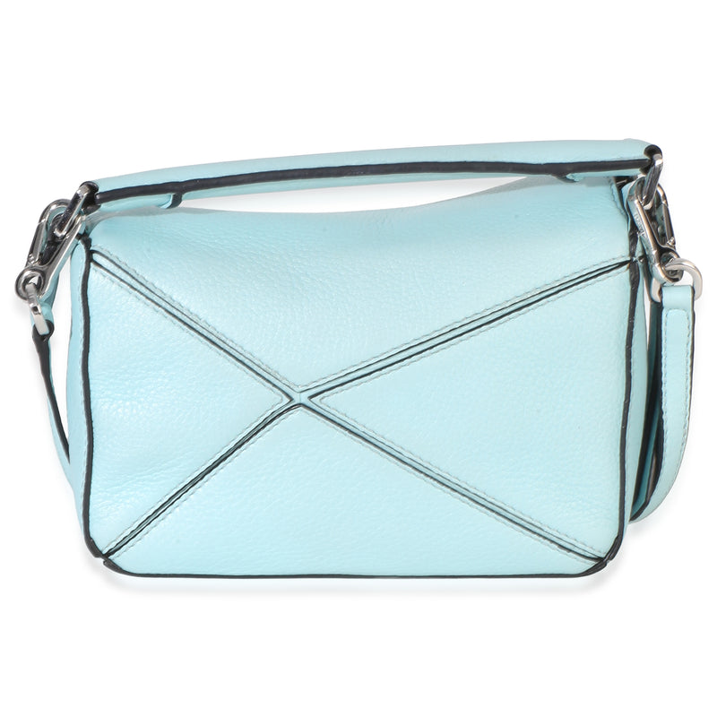 Loewe Light Blue Grained Calfskin Mini Puzzle Leather Handbag
