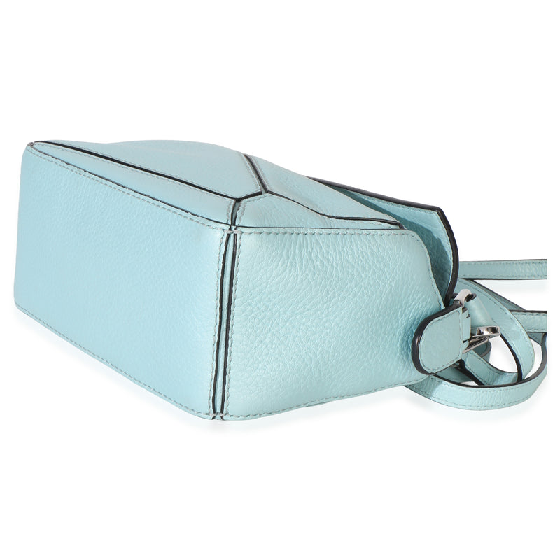Loewe Light Blue Grained Calfskin Mini Puzzle Leather Handbag