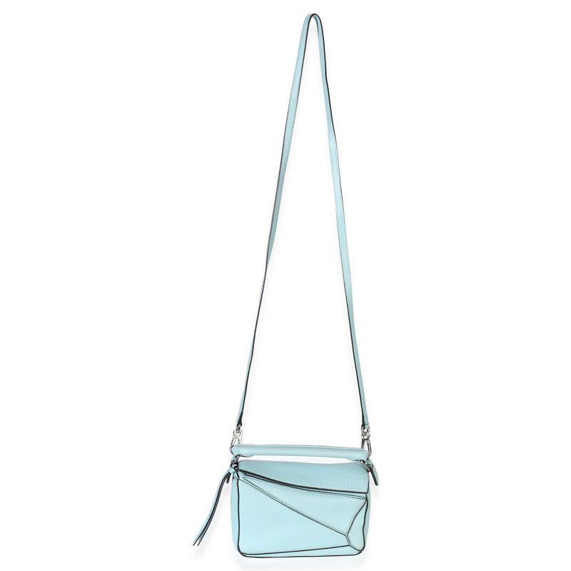 Loewe Light Blue Grained Calfskin Mini Puzzle Leather Handbag