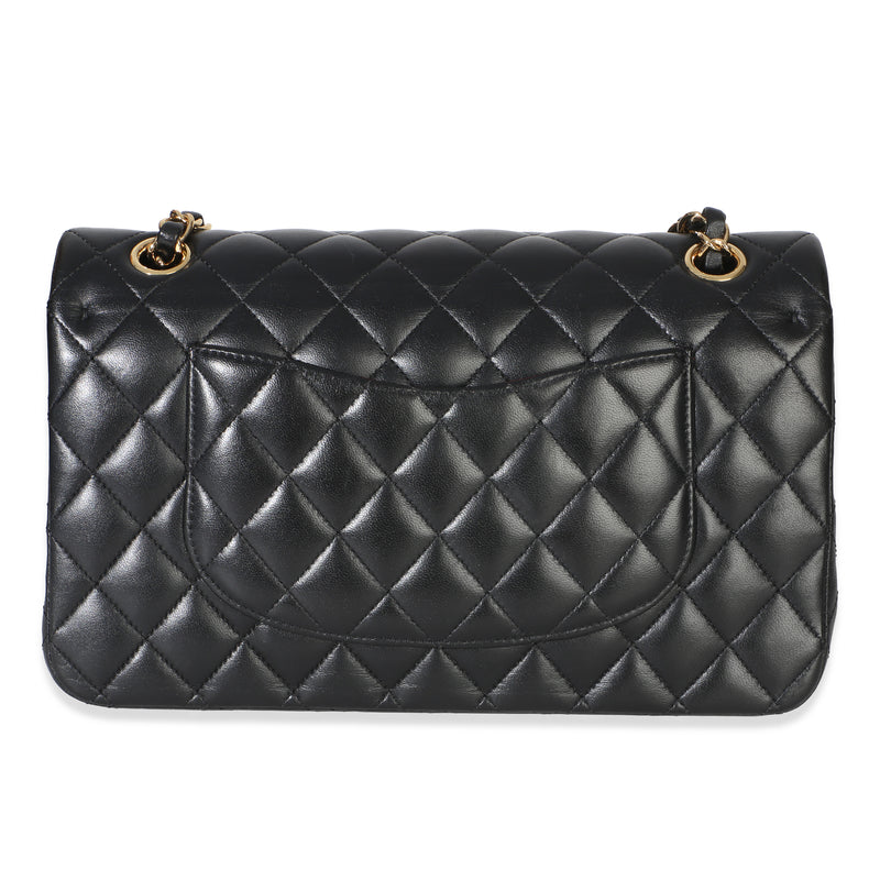 Chanel Black Quilted Lambskin Medium Classic Double Flap Bag Leather Handbag