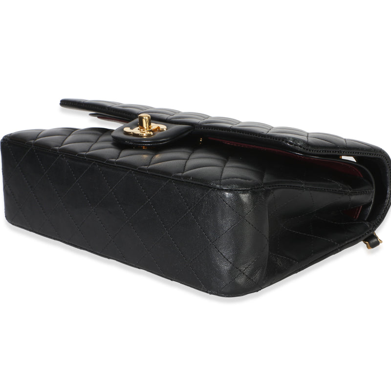 Chanel Black Quilted Lambskin Medium Classic Double Flap Bag Leather Handbag