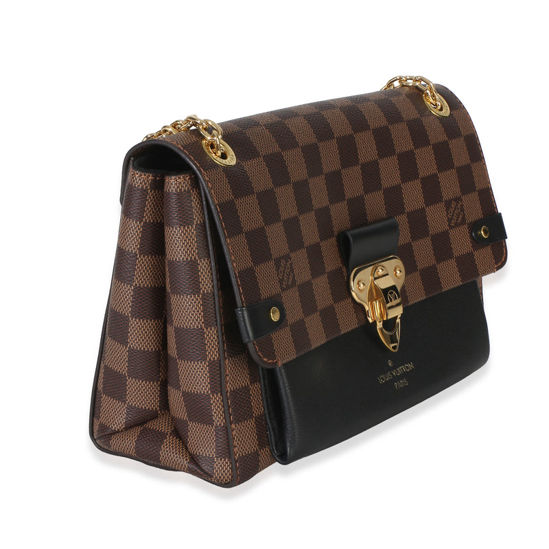 Louis Vuitton Black Damier Ebene Canvas Vavin Pm Brown Coated Handbag