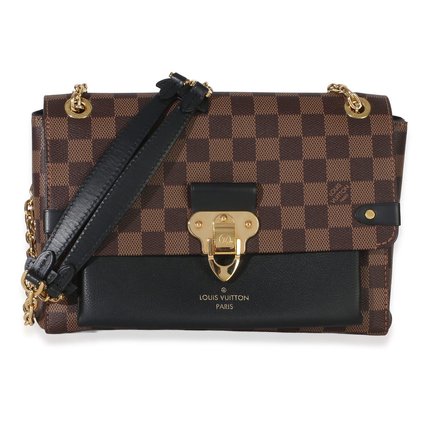 Louis Vuitton Black Damier Ebene Canvas Vavin Pm Brown Coated Handbag