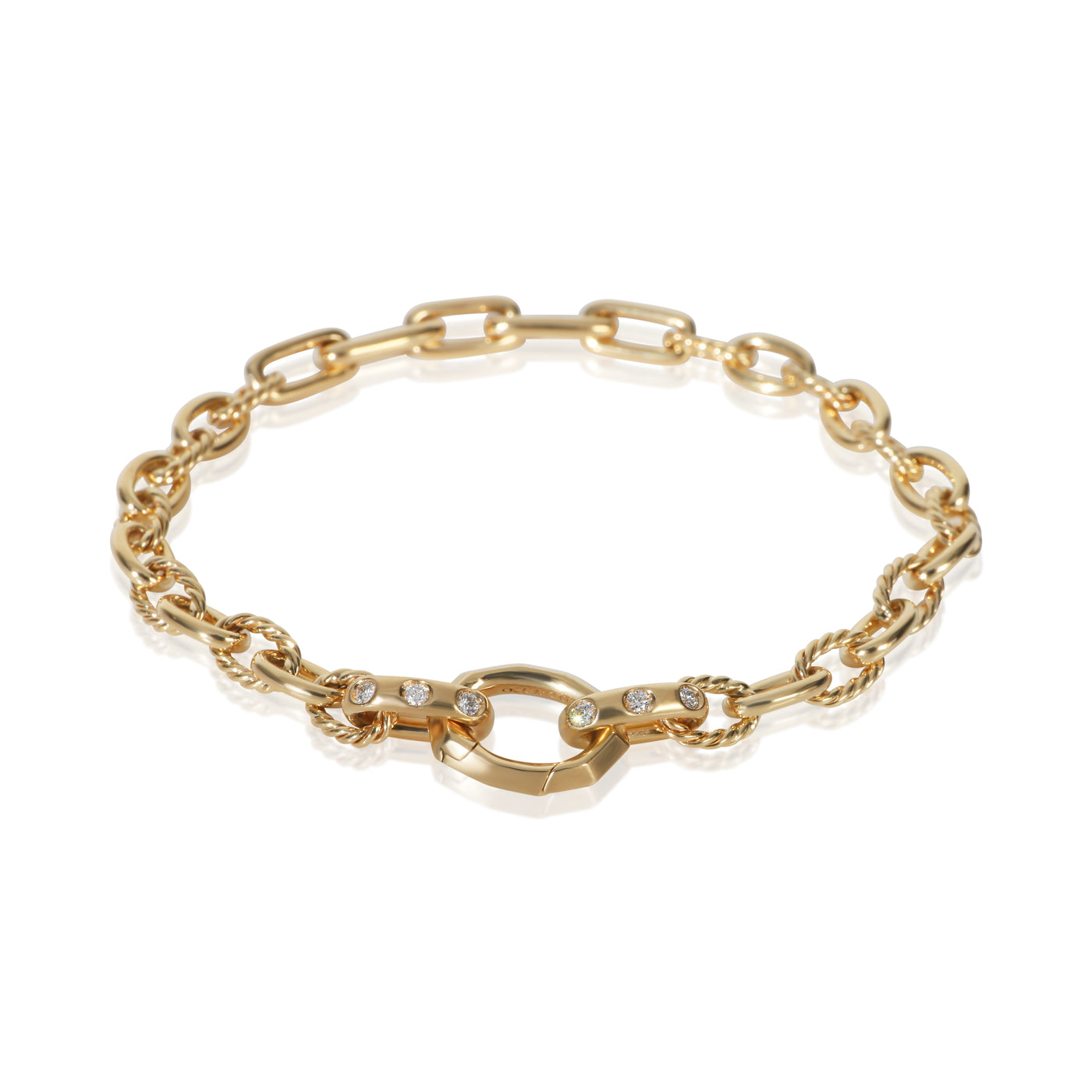 David Yurman Yellow Gold Diamond Mixed Link Bracelet 18k