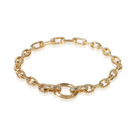 David Yurman Yellow Gold Diamond Mixed Link Bracelet 18k