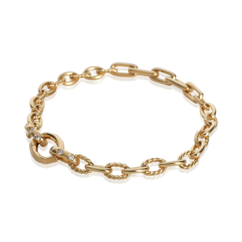 David Yurman Yellow Gold Diamond Mixed Link Bracelet 18k