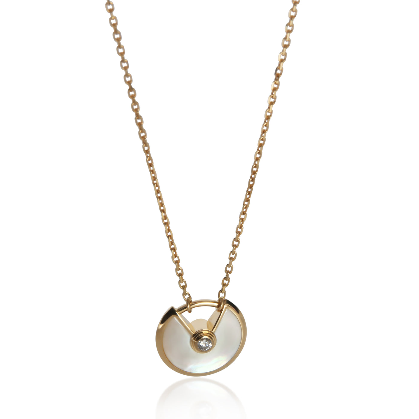 Cartier Yellow Gold Mother Of Pearl & Diamond Extra Small Model Amulette Pendant 18k