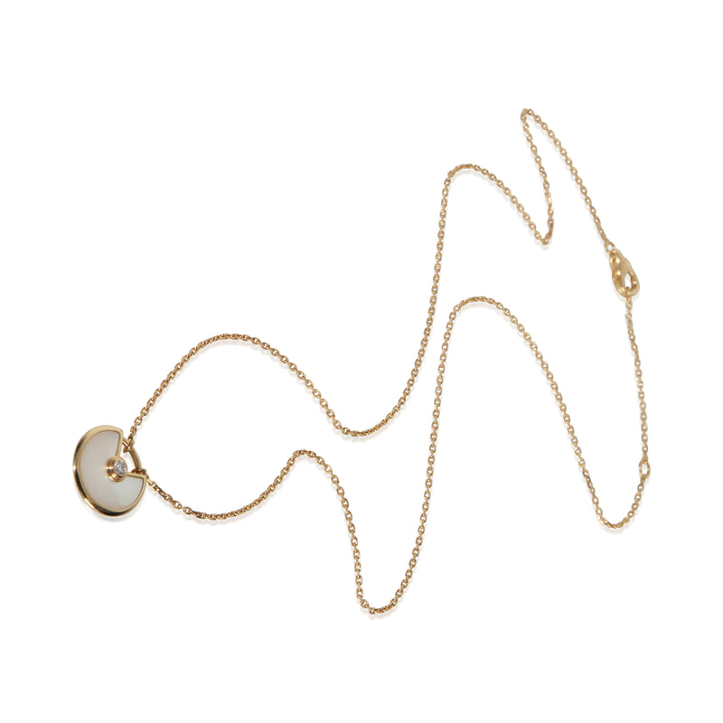 Cartier Yellow Gold Mother Of Pearl & Diamond Extra Small Model Amulette Pendant 18k
