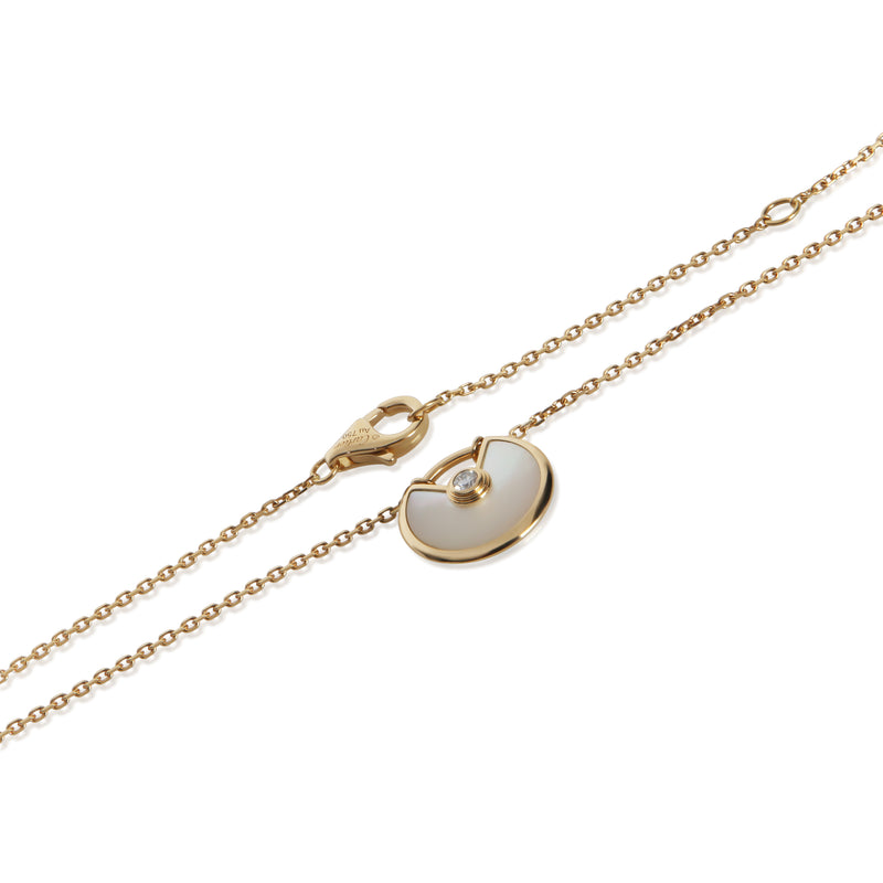 Cartier Yellow Gold Mother Of Pearl & Diamond Extra Small Model Amulette Pendant 18k