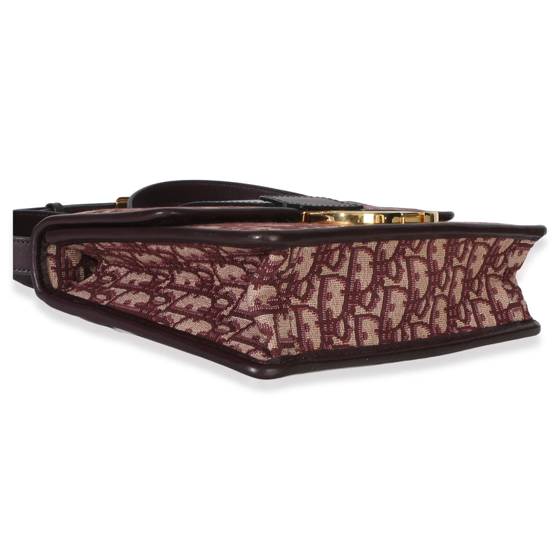 Christian Dior Burgundy Oblique 30 Montaigne Flap Red Canvas Handbag