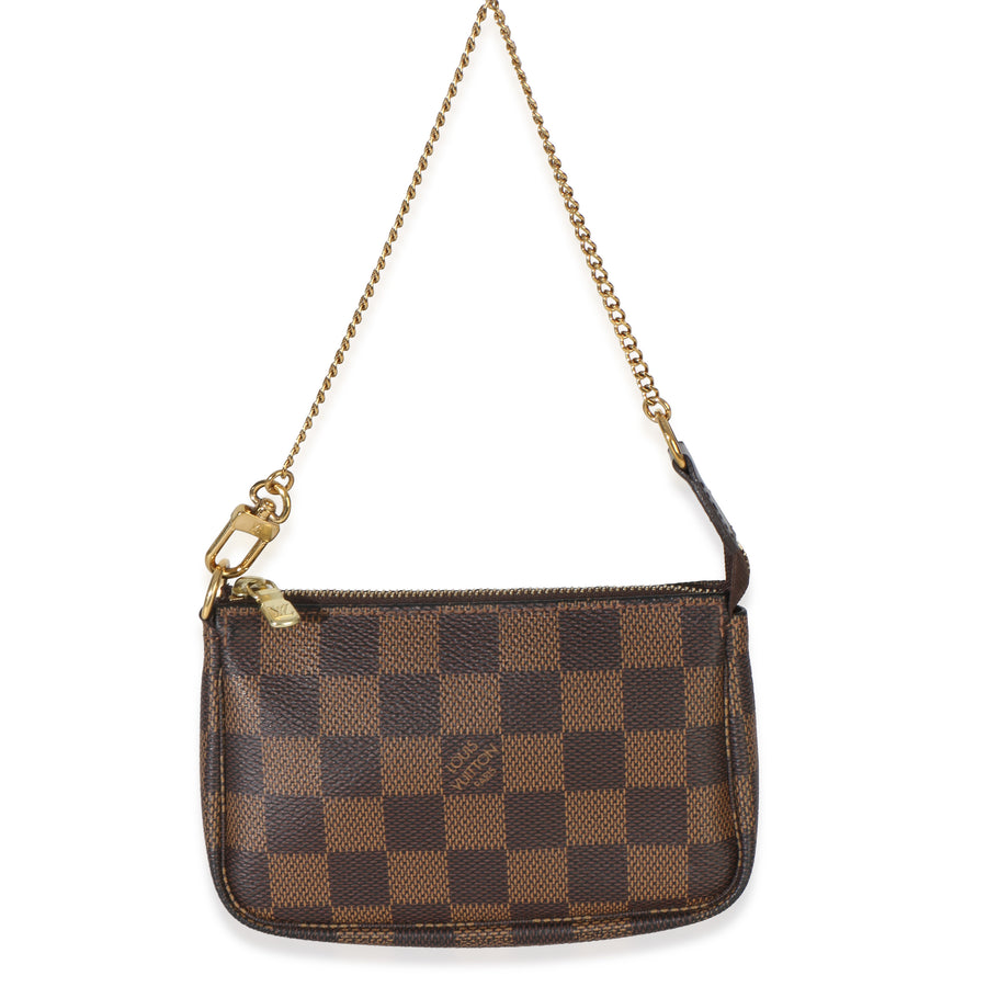 Louis Vuitton Damier Ebene Canvas Mini Pochette Accessories Brown Handbag