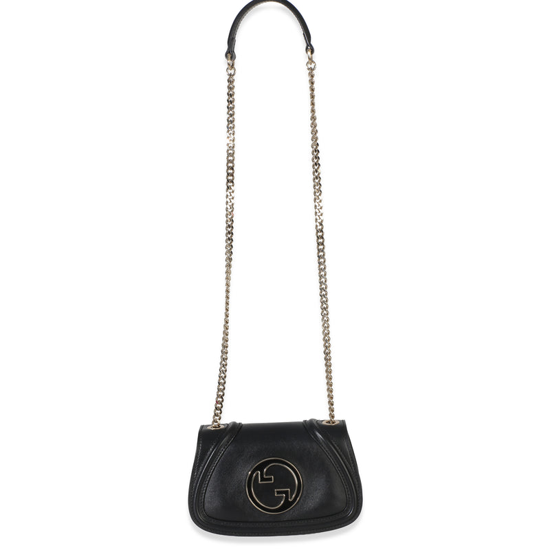 Gucci Black Calfskin Blondie Small Chain Shoulder Bag Leather Handbag
