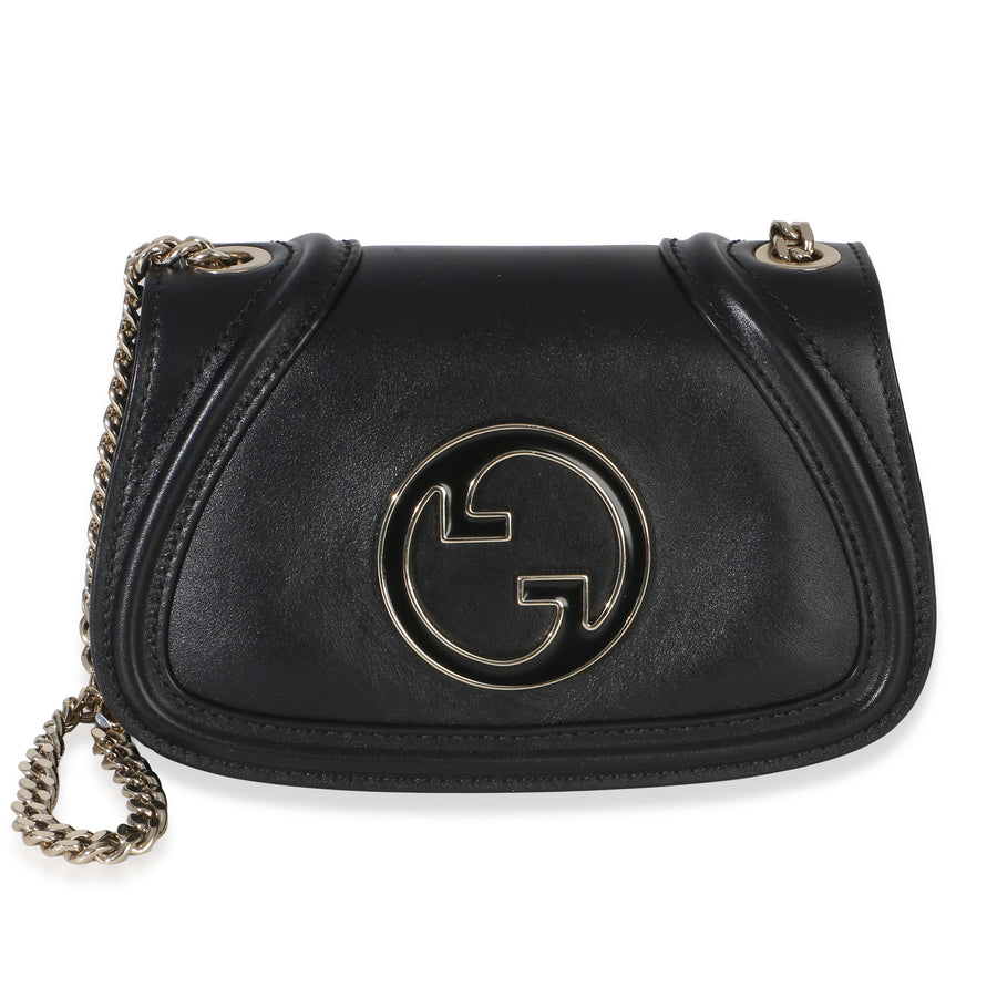 Gucci Black Calfskin Blondie Small Chain Shoulder Bag Leather Handbag