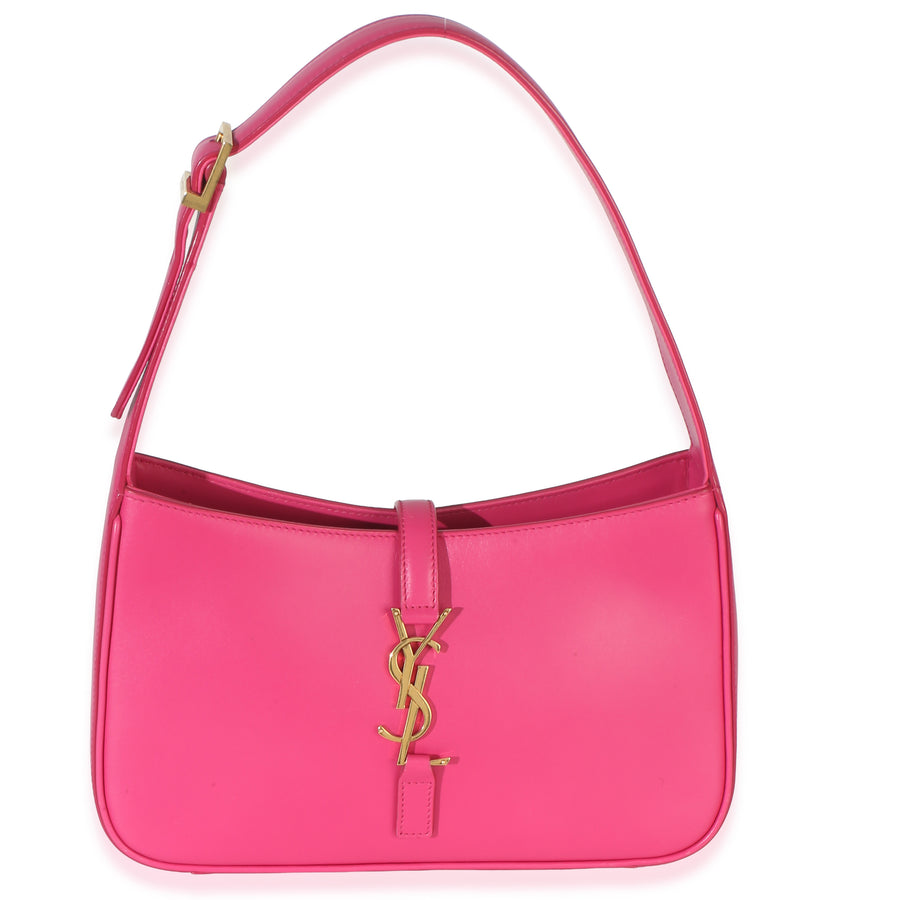Saint Laurent Pink Smooth Calfskin Le 5 7 Small Hobo Leather Handbag