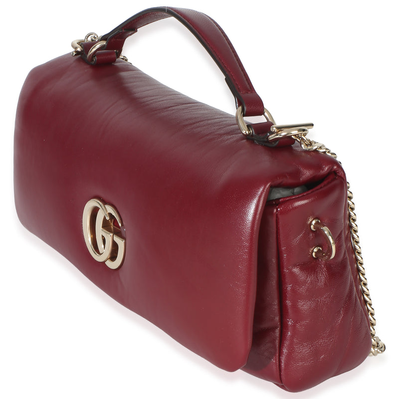 Gucci Burgundy Lambskin Gg Milano Small Top Handle Shoulder Bag Other; Red Leather Handbag