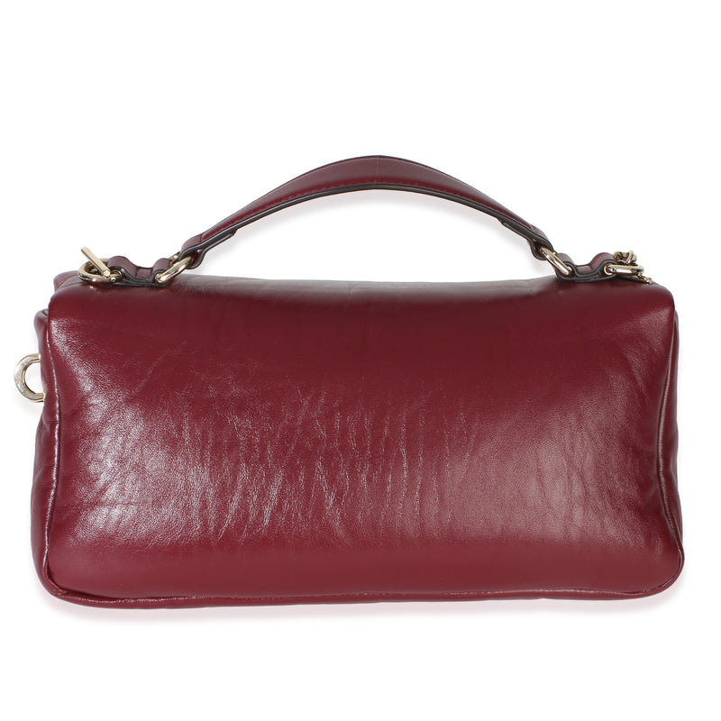 Gucci Burgundy Lambskin Gg Milano Small Top Handle Shoulder Bag Other; Red Leather Handbag