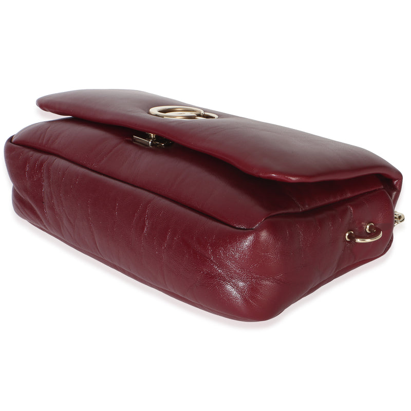 Gucci Burgundy Lambskin Gg Milano Small Top Handle Shoulder Bag Other; Red Leather Handbag