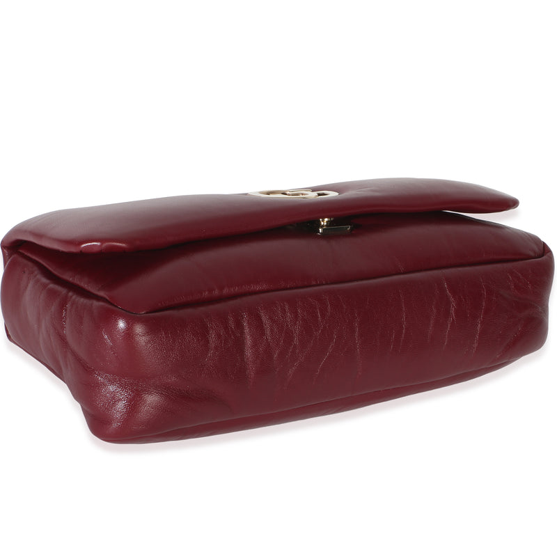 Gucci Burgundy Lambskin Gg Milano Small Top Handle Shoulder Bag Other; Red Leather Handbag