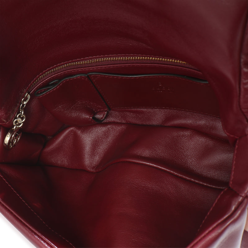 Gucci Burgundy Lambskin Gg Milano Small Top Handle Shoulder Bag Other; Red Leather Handbag