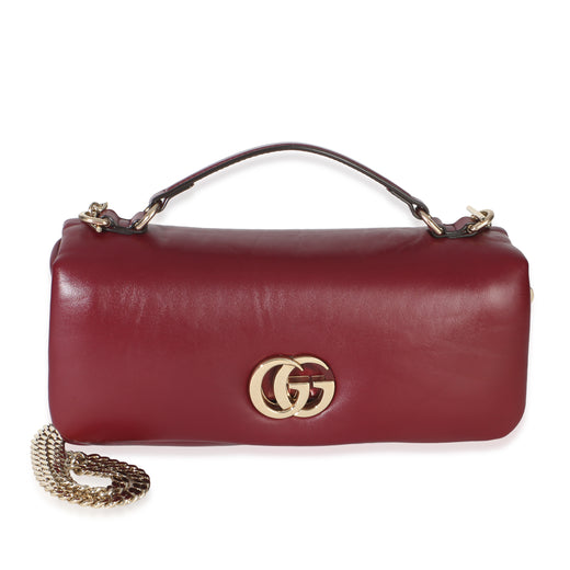 Gucci Burgundy Lambskin Gg Milano Small Top Handle Shoulder Bag Other; Red Leather Handbag