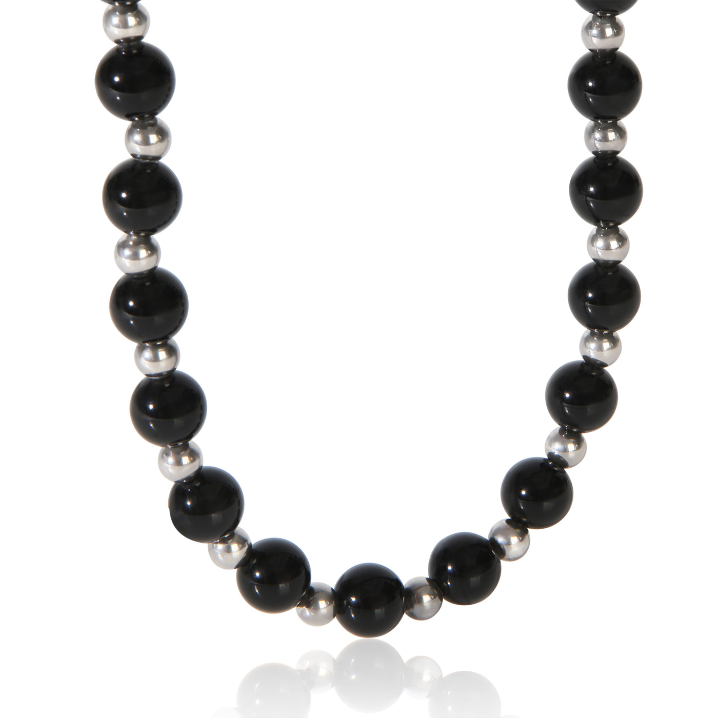 Tiffany & Co. Sterling Silver Onyx Bead Necklace 925