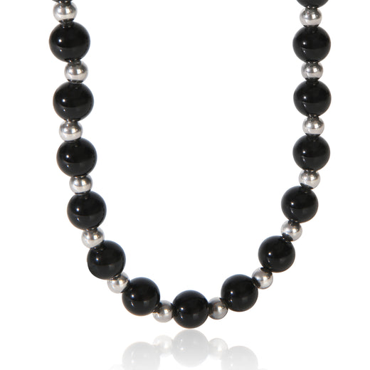 Tiffany & Co. Sterling Silver Onyx Bead Necklace 925