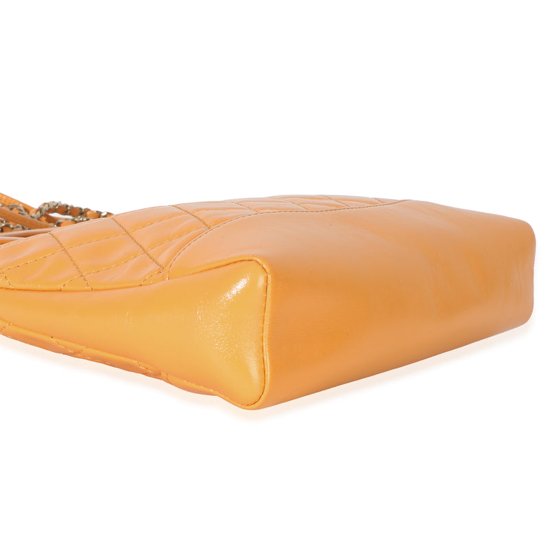 Chanel Orange Shiny Crumpled Quilted Calfskin Mini 31 Shopping Bag Leather Handbag