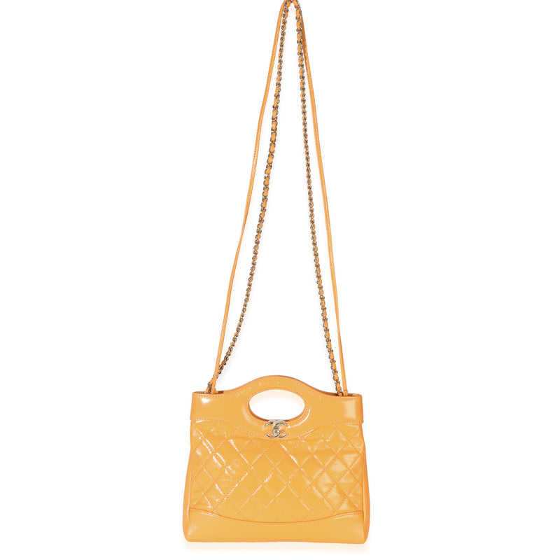Chanel Orange Shiny Crumpled Quilted Calfskin Mini 31 Shopping Bag Leather Handbag