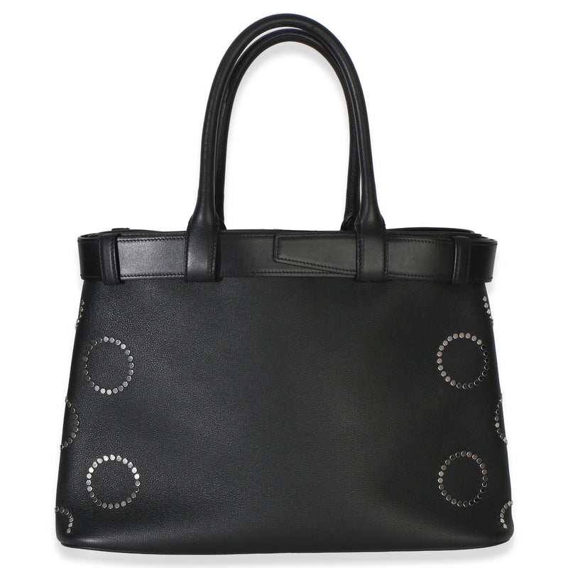 Prada Black Soft Grain Calfskin Studded Large Buckle Bag With Belt Leather Handbag